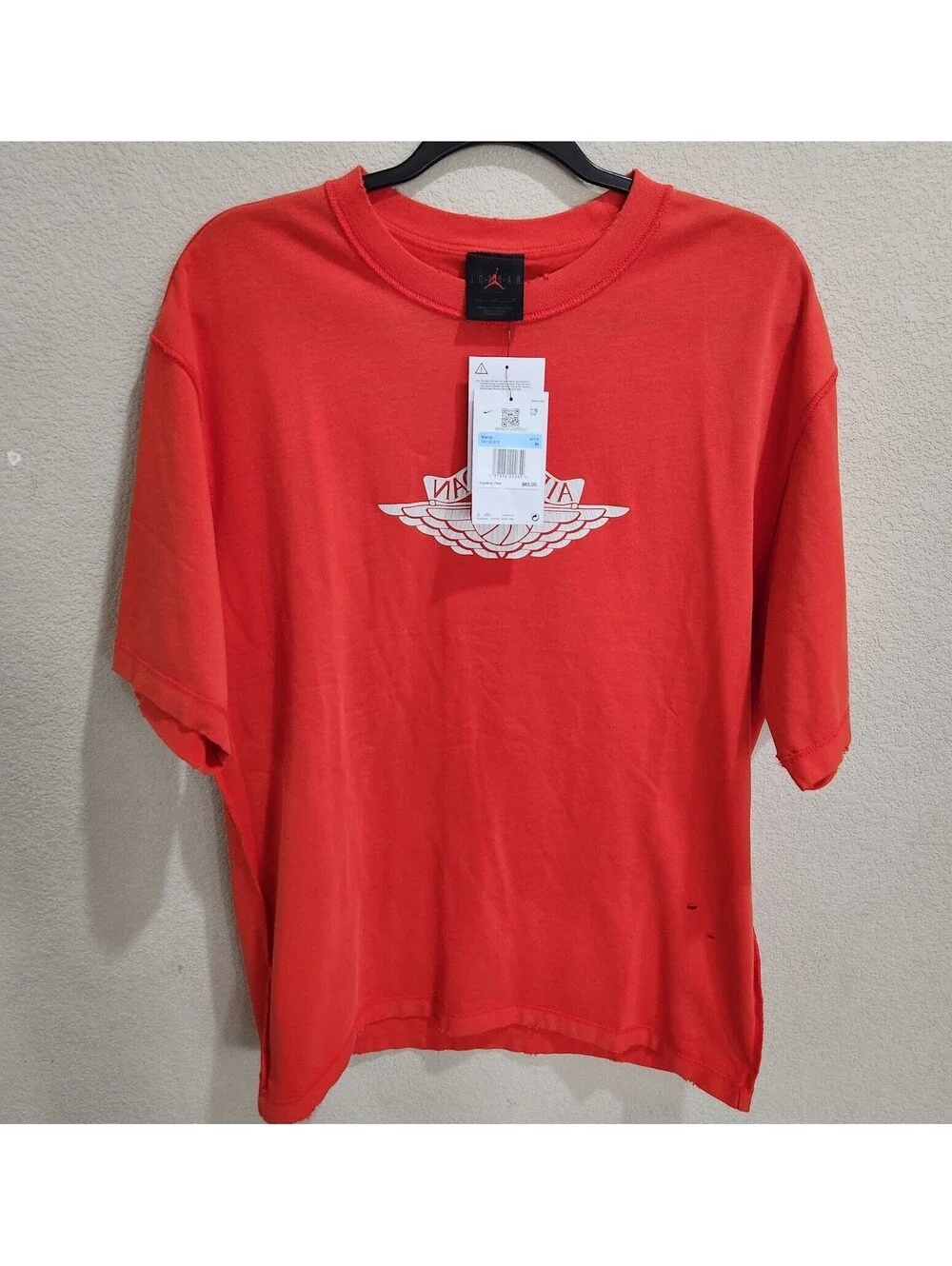 NEW Nike Air Jordan Rare Air Distressed S/s Shirt Mens Medium Sail Chile Cotton